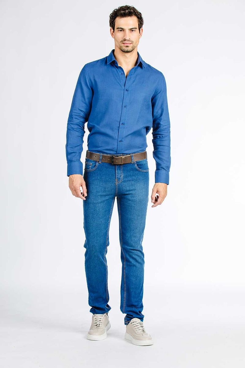 CALÇA JEANS SLIM BLUE WASH 93